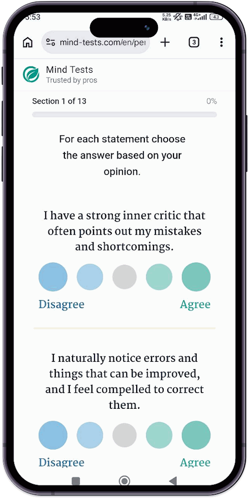Modern phone with personality test results