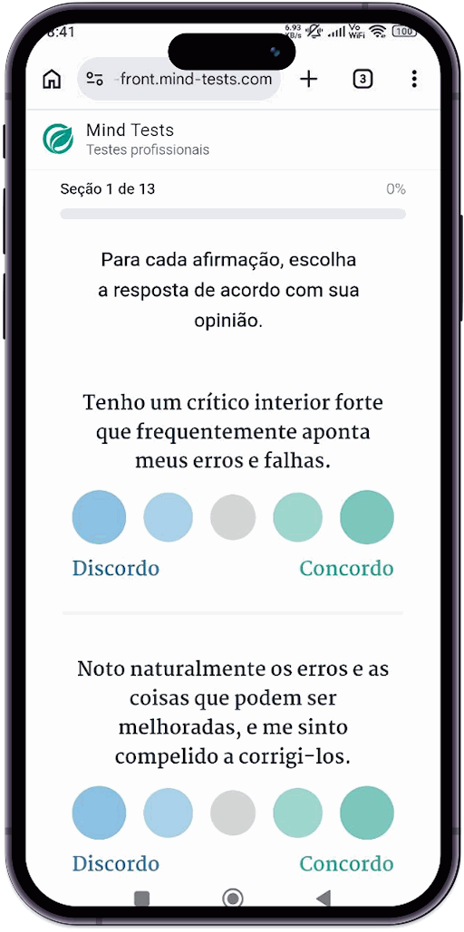 Celular exibindo um relatório de traços